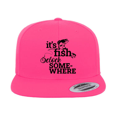 It's Fishing O'clock Embroidered Flat Bill Cap